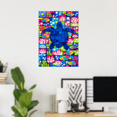 Colorful Geometric Sea Turtle Mosaic Poster (Heimbüro)