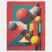 Colorful Geometric Shapes on Red Background Fleecedecke (Vorderseite)