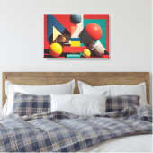 Colorful Geometric Shapes on Red Background Leinwanddruck (Insitu (Schlafzimmer))