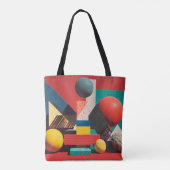 Colorful Geometric Shapes on Red Background Tasche (Rückseite)