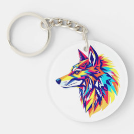 Colorful Geometric Wolf Acrylic Keychain Schlüsselanhänger