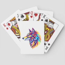 Colorful Geometric Wolf Classic Playing Cards