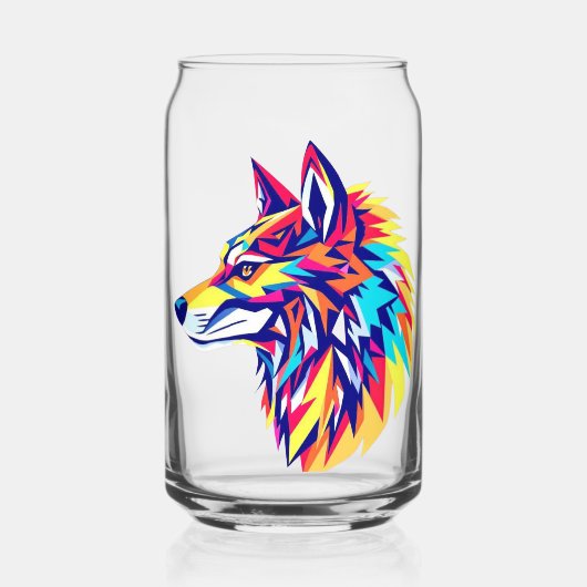 Colorful Geometric Wolf Drinkware Set Dosenglas (Vorderseite)