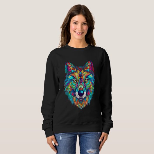 Colorful geometric Wolf Sweatshirt (Vorne ganz)