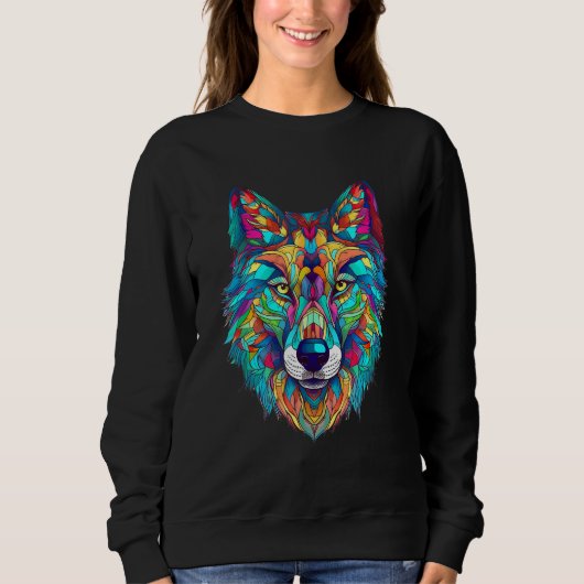 Colorful geometric Wolf Sweatshirt (Vorderseite)