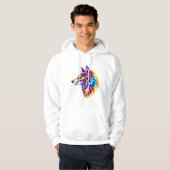 Colorful Geometric Wolf T-Shirt Hoodie (Vorne ganz)