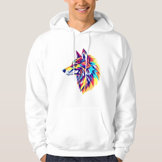 Colorful Geometric Wolf T-Shirt Hoodie (Vorderseite)