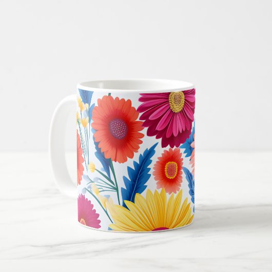Colorful Gerbera Daisies Floral Kaffeetasse (Vorderseite Links)