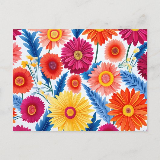Colorful Gerbera Daisies Floral Postkarte (Vorderseite)