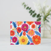 Colorful Gerbera Daisies Floral Postkarte (Stehend Vorderseite)