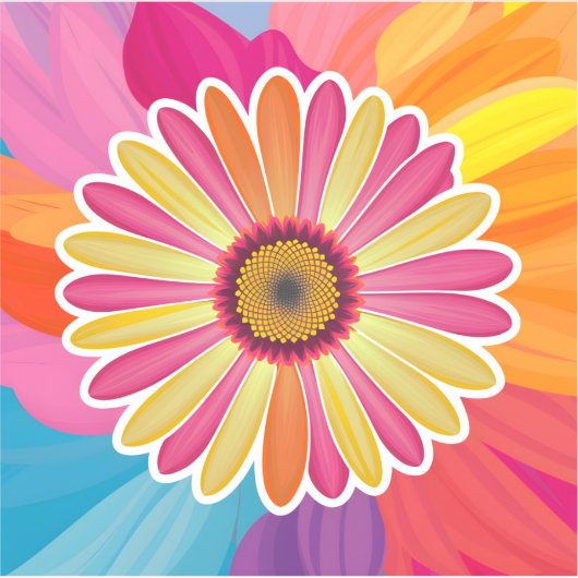 Colorful Gerbera Daisy Floral Sticker (Vorderseite)