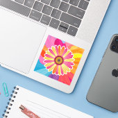 Colorful Gerbera Daisy Floral Sticker (Laptop mit iPhone)