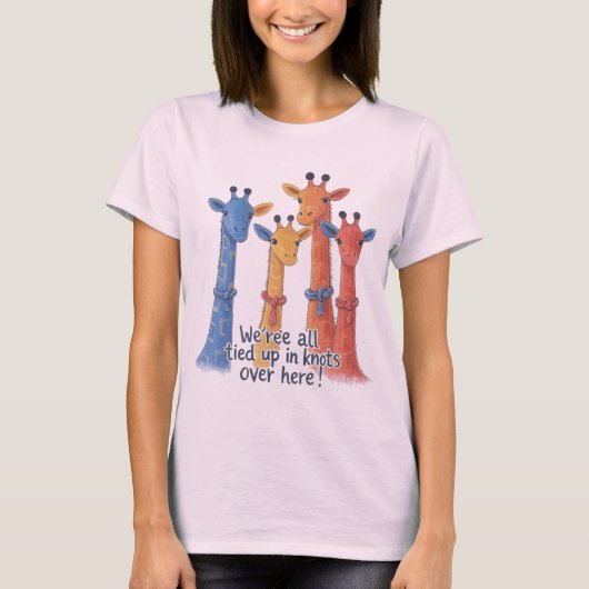 Colorful Giraffes Knotted Funny Animal T-Shirt (Vorderseite)