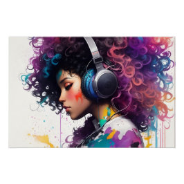 Colorful girl wall art poster