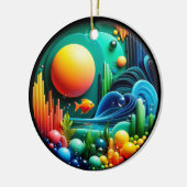 Colorful Glass Abstract Angelfish Aquatic Life Keramik Ornament (Links)