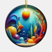 Colorful Glass Abstract Angelfish Aquatic Life Keramik Ornament (Vorne)