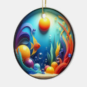 Colorful Glass Abstract Angelfish Aquatic Life Keramik Ornament (Links)