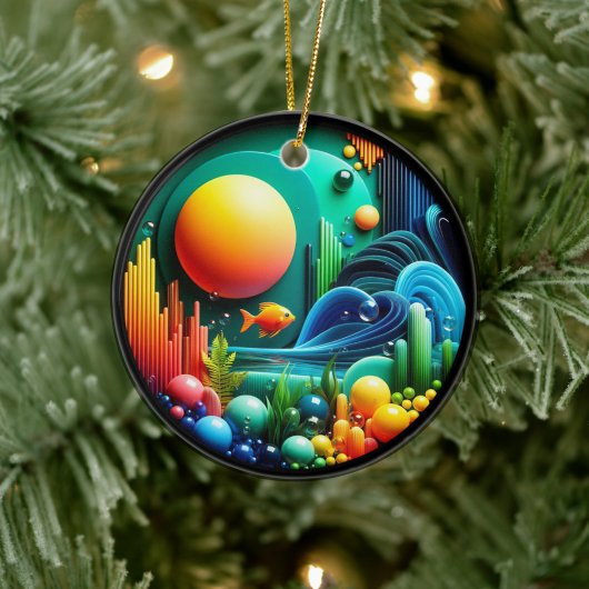 Colorful Glass Abstract Angelfish Aquatic Life Keramik Ornament