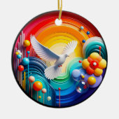 Colorful Glass Abstract Dove Rainbow Garden Keramik Ornament (Vorne)
