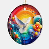 Colorful Glass Abstract Dove Rainbow Garden Keramik Ornament (Links)