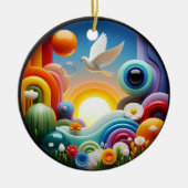 Colorful Glass Abstract Dove Rainbow Garden Keramik Ornament (Vorne)