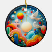 Colorful Glass Abstract Dove Rainbow Garden Keramik Ornament (Vorne)