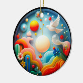 Colorful Glass Abstract Dove Rainbow Garden Keramik Ornament (Links)