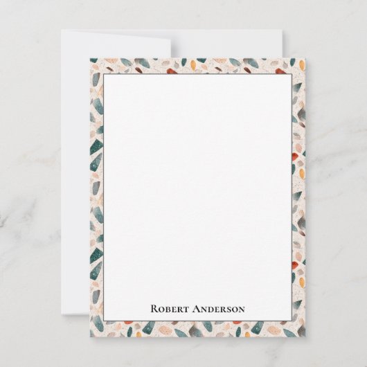 Colorful Glass Chips Terrazzo Pattern Frame Mitteilungskarte (Vorderseite)