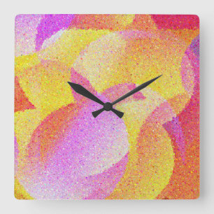 Colorful Glass Square Wall Clock Quadratische Wanduhr