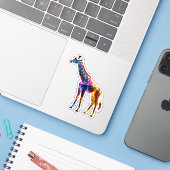 Colorful Glassy Giraffe Aufkleber (Laptop mit iPhone)