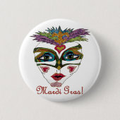 Colorful Glitter Feather Mask Button (Vorderseite)