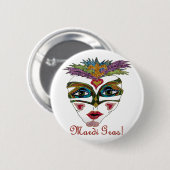 Colorful Glitter Feather Mask Button (Vorne & Hinten)