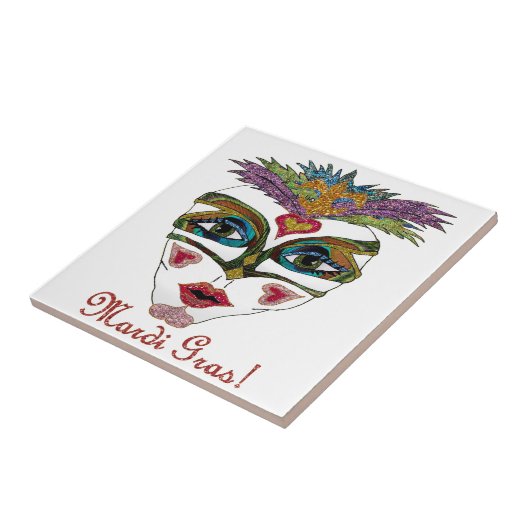 Colorful Glitter Feather Mask Fliese (Seite)