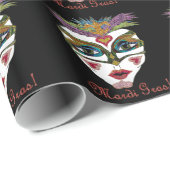 Colorful Glitter Feather Mask Geschenkpapier (Rolleneckpunkt)