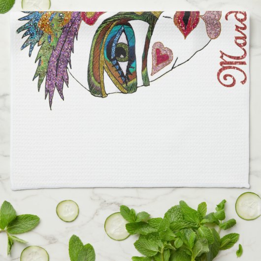 Colorful Glitter Feather Mask Handtuch (Gefaltet)