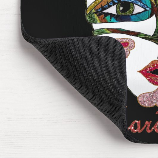 Colorful Glitter Feather Mask Mousepad (Ecke)