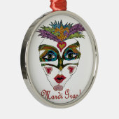 Colorful Glitter Feather Mask Ornament Aus Metall (Rechts)