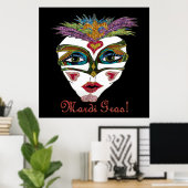 Colorful Glitter Feather Mask Poster (Heimbüro)