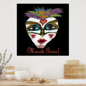 Colorful Glitter Feather Mask Poster (Küche)