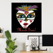 Colorful Glitter Feather Mask Poster (Heimbüro)