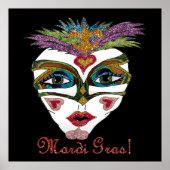Colorful Glitter Feather Mask Poster (Vorne)