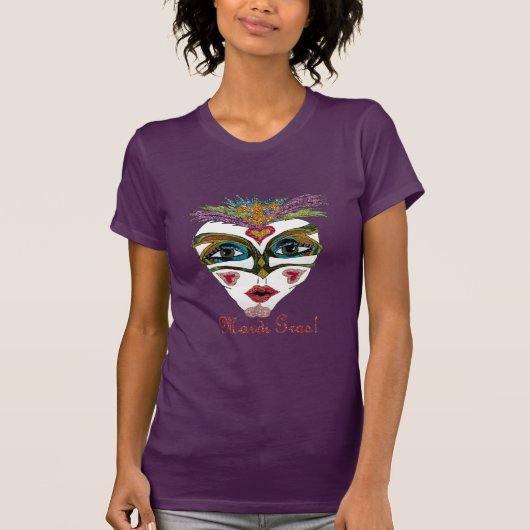 Colorful Glitter Feather Mask T-Shirt (Vorderseite)