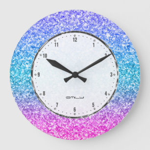 Colorful Glitter Texture Print Große Wanduhr