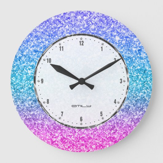 Colorful Glitter Texture Print Große Wanduhr (Vorderseite)