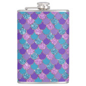 Colorful glittery mermaid scales pattern flachmann (Vorderseite)