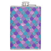 Colorful glittery mermaid scales pattern flachmann (Rückseite)