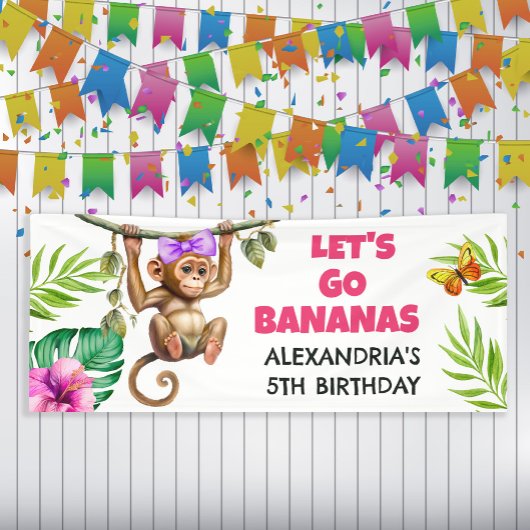 Colorful Go Bananas Affe Jungle Child's Birthday Banner