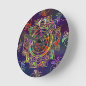 Colorful Gold gerahmt Sri Yantra Sri Chakra Runde Wanduhr (Winkel)