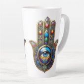 Colorful Gold Hamsa w/ Blue Speckle Third Eye Milchtasse (Rechte Ecke)