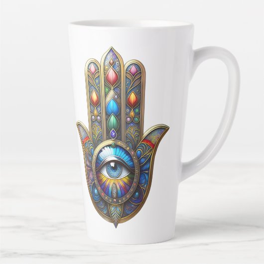 Colorful Gold Hamsa w/ Blue Speckle Third Eye Milchtasse (Rechts)